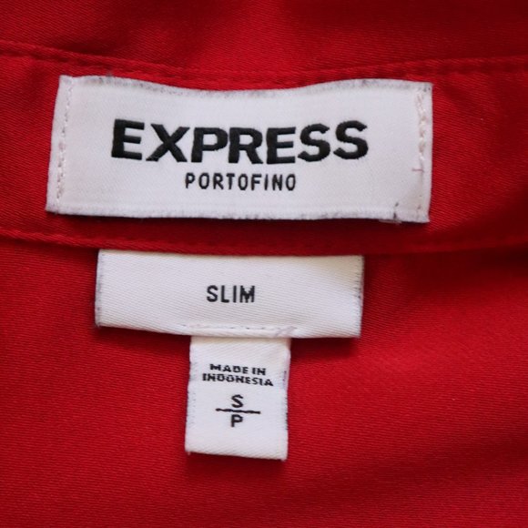 EXPRESS Portofino Shirt Slim Button Up Red Small - Picture 10 of 10
